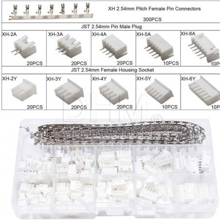 Kit Connettori JST 2.54 2P/3P/4P/5P/6P - 460 Pezzi con Terminali a Crimpare Maschio/Femmina