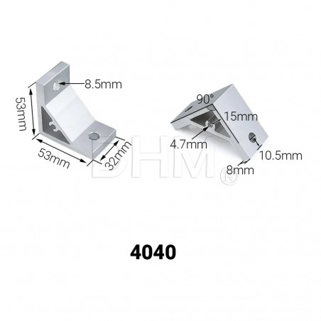 Escuadra de 90° para perfil de la serie 5 - Perfil de aluminio 4040