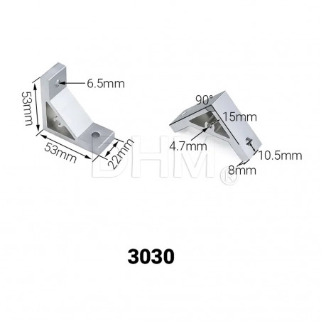Escuadra de 90° para perfil de la serie 6 - Perfil de aluminio 3030