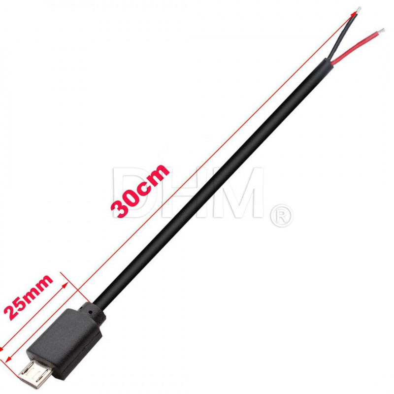 Micro USB male to 2-pin extension cable - 30 cm
