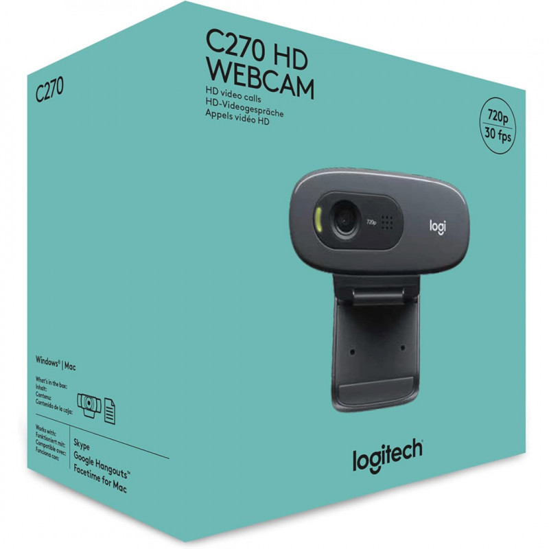 Webcam HD Logitech C270 720p/30fps Videochiamate HD Widescreen