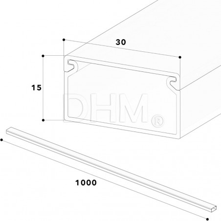 Canal para cables 15x30 mm - negro