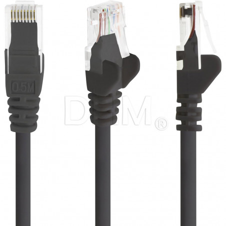Cable de red LAN Cat.6 5m - Alta velocidad hasta 1000 Mbit negro 5 metros