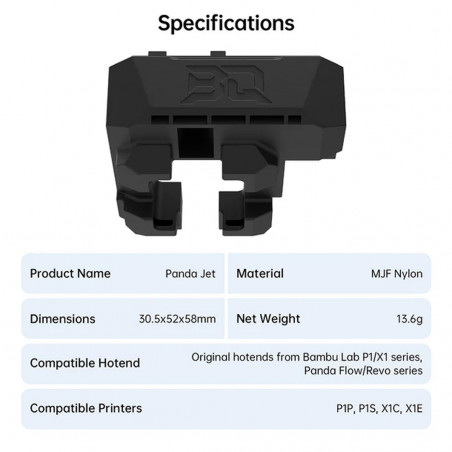 BIQU Panda Jet Cooling Fan Duct per Bambu Lab X1/P1 Hotend & Panda Revo