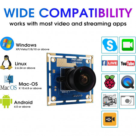 ELP USB wide-angle camera module 170 degrees