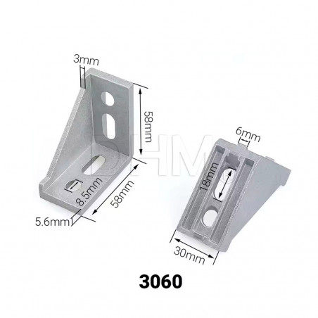 Open bracket with 90° fins for 6-series profile