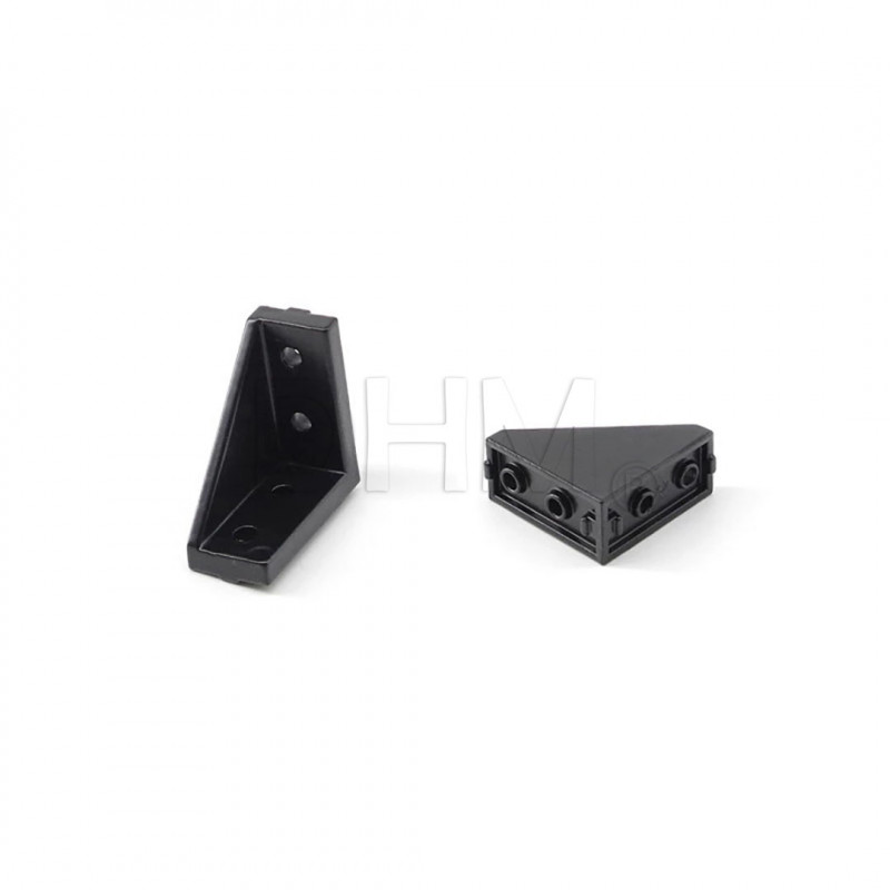 Staffa aperta con alette 90° per profilato serie 5 2020 di colore nero Serie 5 (cava 6)14090108 DHM