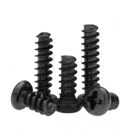 Black 2x18 cross recessed self tapping screw with cylindrical head Pan head screws 02083737 DHM