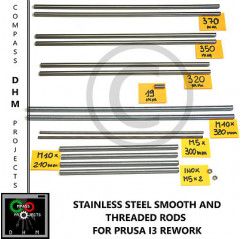 Kit barre filettate e lisce Prusa i3 Rework - smooth & threaded steel rods- 3D Stampa 3D18011012 DHM