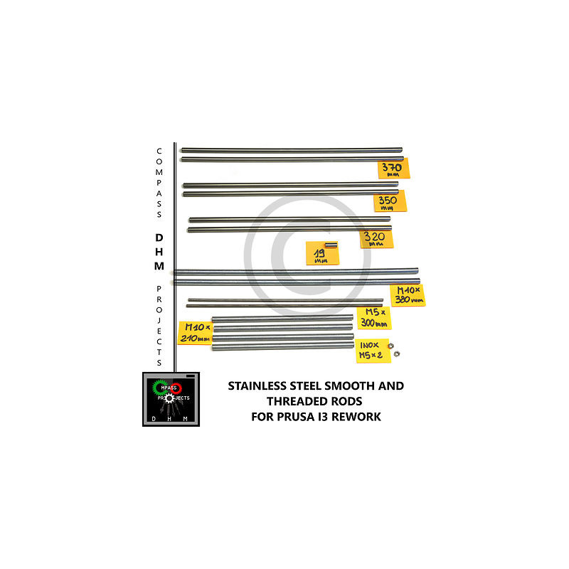 Kit barre filettate e lisce Prusa i3 Rework - smooth & threaded steel rods- 3D Stampa 3D18011012 DHM