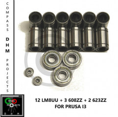 12 lm8uu - 3 608zz - 2 623zz - Kit cuscinetti prusa i3 - reprap - 3D printer Stampa 3D18010401 DHM