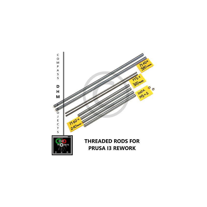 Barre filettate Prusa i3 Rework - stainless steel threaded rods M5/10- Reprap 3D Stampa 3D18011009 DHM