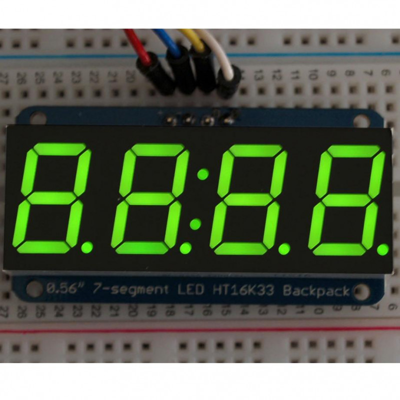 Adafruit 0.56" 4-Digit 7-Segment Display w/I2C Backpack - White Adafruit 19040388 Adafruit
