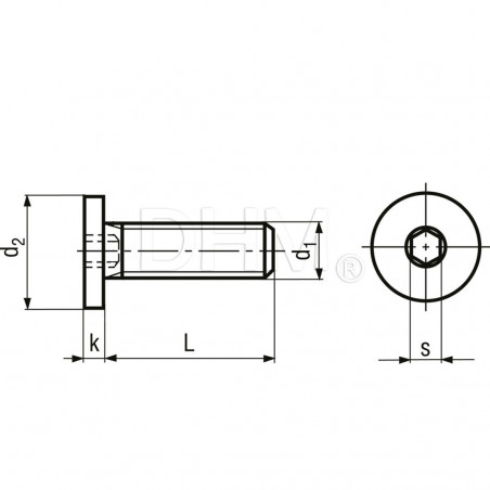 3x30 lowered cylindrical head screw with Allen recess stainless steel 304 black