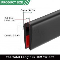 Junta adhesiva de caucho en forma de U 1,5-3 mm - 10 metros Otras cintas 11060240 DHM