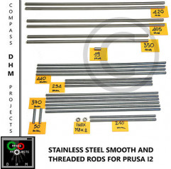 Prusa i2 smooth & threaded rods kit- stainless steel smooth & threaded rods- 3D 3D printing 18011010 DHM