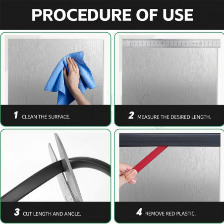 Rubber adhesive gasket with U-shape 1.5-3 mm - per meter