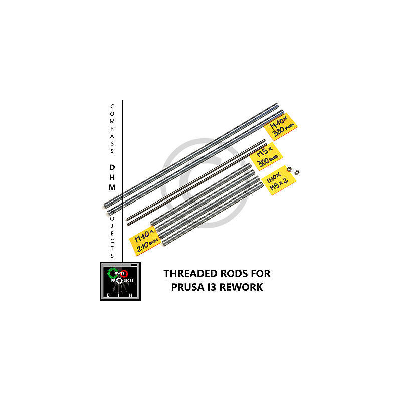 Prusa i3 Rework - Edelstahl Gewindestangen M5/10 - Reprap 3D 3d Drucken 18011009 DHM