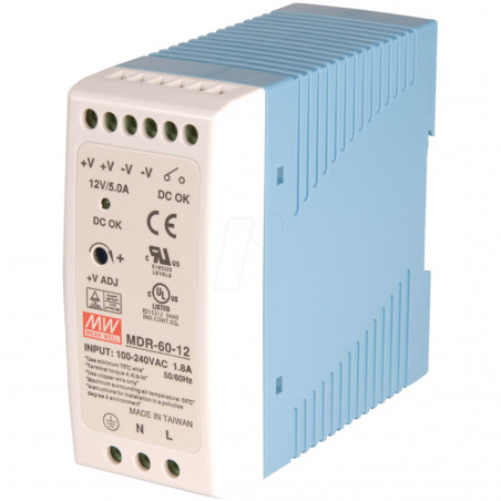 Alimentatore a Commutazione SNT MW-MDR60-05 guida DIN 50W 5V 10A - MEAN WELL Alimentatori19590008 MEAN WELL