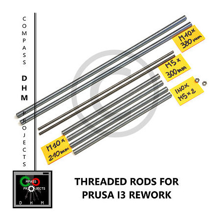 Prusa i3 Rework - varillas roscadas de acero inoxidable M5/10 - Reprap 3D Impresión 3d 18011009 DHM