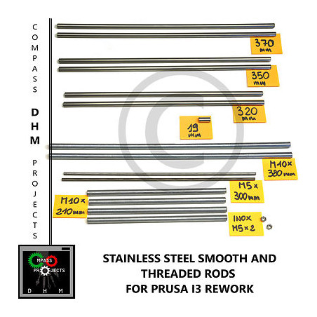 Prusa i3 Rework kit - tiges d'acier lisses et filetées - 3D Impression en 3D 18011012 DHM