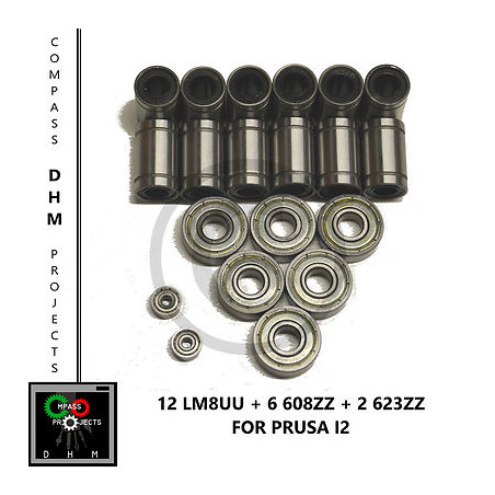 12 lm8uu - 6 608zz - 2 623zz - Prusa i2 bearing kit - reprap - 3D Drucker 3d Drucken 18010404 DHM