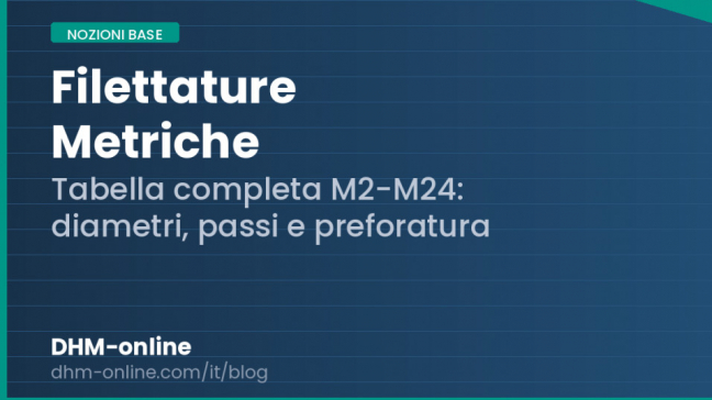 Tabella filettature metriche: diametri, passi e fori di preforatura